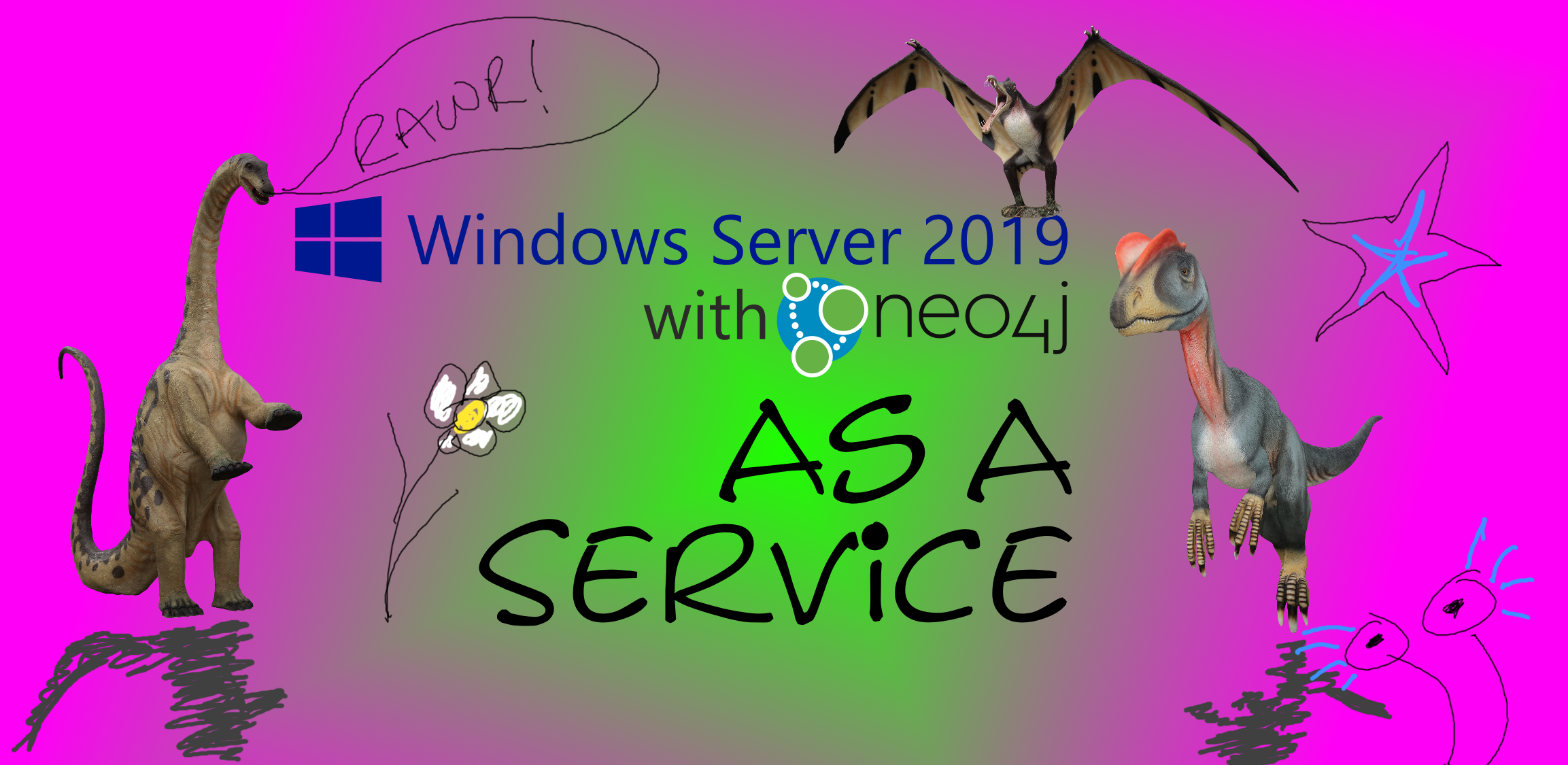 Windows Server 2019 with Neo4j as a service. There are spurious dinosaurs on this. They add nothing, but it's a dry topic...